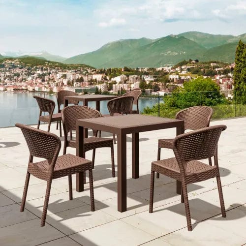 Centerline Dynamics Outdoor Seating Siesta Daytona 5 Piece Outdoor Dining Set, 31-1/2"W x 29"H Table, Brown