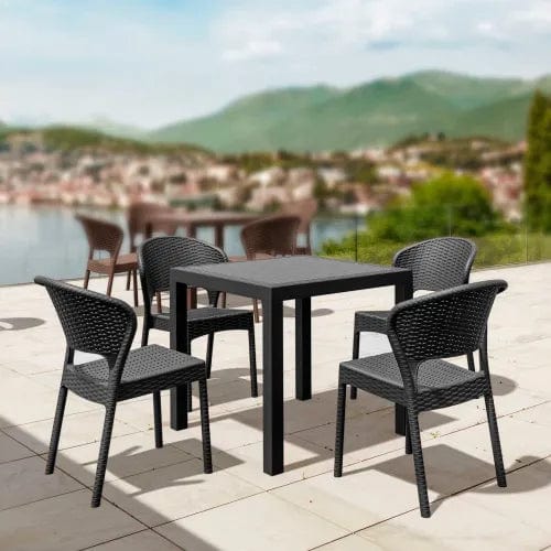 Centerline Dynamics Outdoor Seating Siesta Daytona 5 Piece Outdoor Dining Set, 31-1/2"W x 29"H Table, Dark Gray