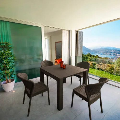 Centerline Dynamics Outdoor Seating Siesta Daytona Extendable 5 Piece Outdoor Dining Set, 39-3/8"W x 29-1/2"H Table, Brown