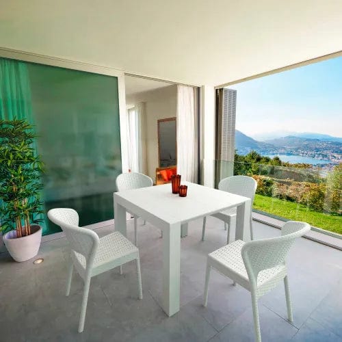 Centerline Dynamics Outdoor Seating Siesta Daytona Extendable 5 Piece Outdoor Dining Set, 39-3/8"W x 29-1/2"H Table, White