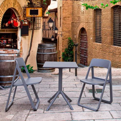 Centerline Dynamics Outdoor Seating Siesta Dream 3 Piece Outdoor Bistro Set, 23-5/8"W x 29-1/2"H Table, Dark Gray