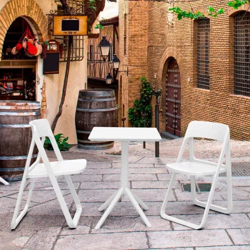 Centerline Dynamics Outdoor Seating Siesta Dream 3 Piece Outdoor Bistro Set, 23-5/8"W x 29-1/2"H Table, White