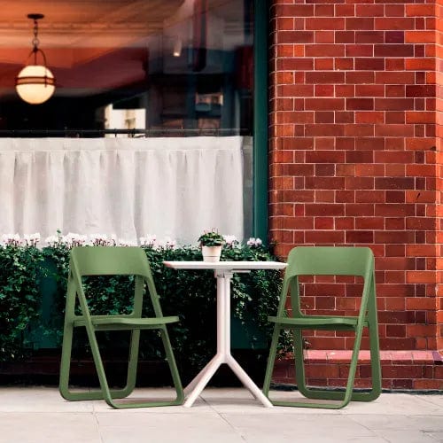Centerline Dynamics Outdoor Seating Siesta Dream 3 Piece Outdoor Bistro Set, 23-5/8"W x 29-1/2"H Table, White Table & Green Chairs