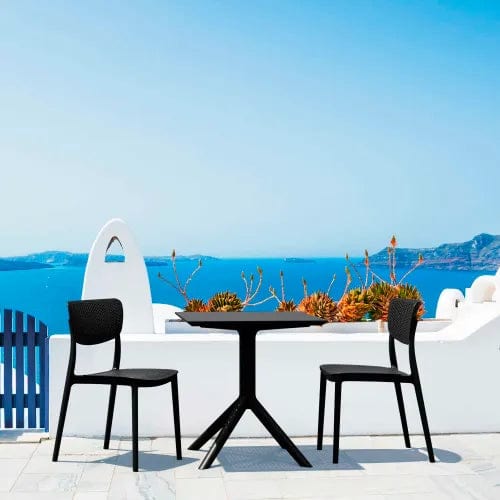 Centerline Dynamics Outdoor Seating Siesta Lucy 3 Piece Outdoor Bistro Set, 23-5/8"W x 29-1/2"H Table, Black