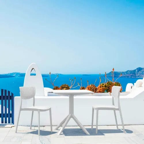 Centerline Dynamics Outdoor Seating Siesta Lucy 3 Piece Outdoor Bistro Set, 31-1/2"W x 29-1/2"H Table, White