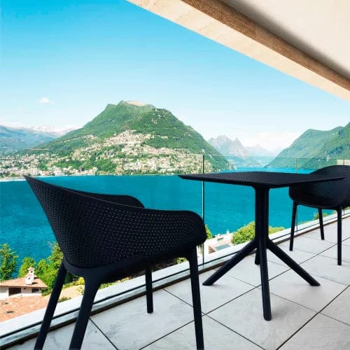 Centerline Dynamics Outdoor Seating Siesta Sky 3 Piece Outdoor Bistro Set, 31-1/2"W x 29-1/2"H Table, Black