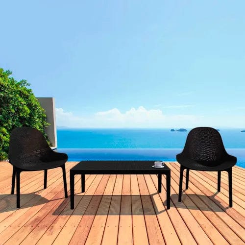 Centerline Dynamics Outdoor Seating Siesta Sky 3 Piece Outdoor Lounge Sets, 23-5/8"W x 15-11/16"H Table, Black