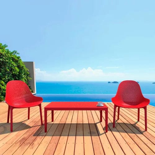 Centerline Dynamics Outdoor Seating Siesta Sky 3 Piece Outdoor Lounge Sets, 23-5/8"W x 15-11/16"H Table, Red