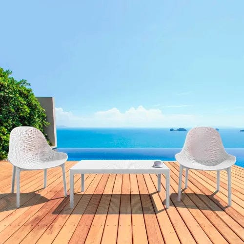 Centerline Dynamics Outdoor Seating Siesta Sky 3 Piece Outdoor Lounge Sets, 23-5/8"W x 15-11/16"H Table, White