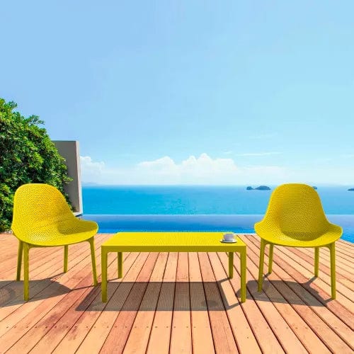 Centerline Dynamics Outdoor Seating Siesta Sky 3 Piece Outdoor Lounge Sets, 23-5/8"W x 15-11/16"H Table, Yellow