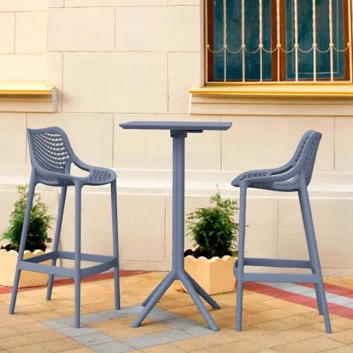 Centerline Dynamics Outdoor Seating Siesta Sky Air 3 Piece Outdoor Bar Set, 23-5/8"W x 42-1/2"H Table, Dark Gray