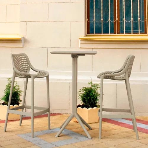Centerline Dynamics Outdoor Seating Siesta Sky Air 3 Piece Outdoor Bar Set, 23-5/8"W x 42-1/2"H Table, Taupe