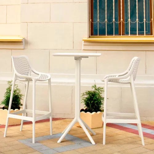 Centerline Dynamics Outdoor Seating Siesta Sky Air 3 Piece Outdoor Bar Set, 23-5/8"W x 42-1/2"H Table, White
