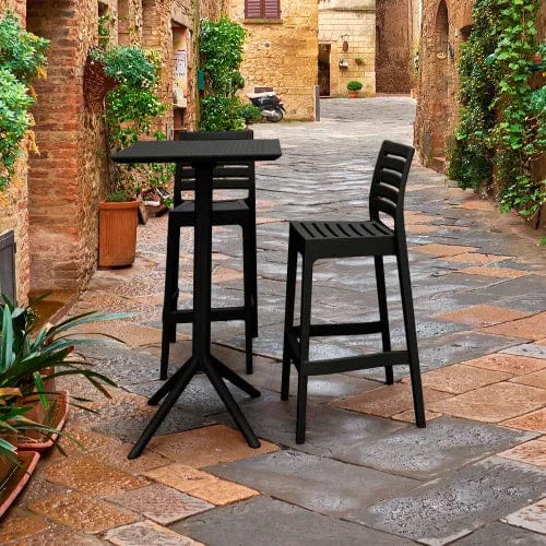 Centerline Dynamics Outdoor Seating Siesta Sky Ares 3 Piece Outdoor Bar Set, 23-5/8"W x 42-1/2"H Table, Black