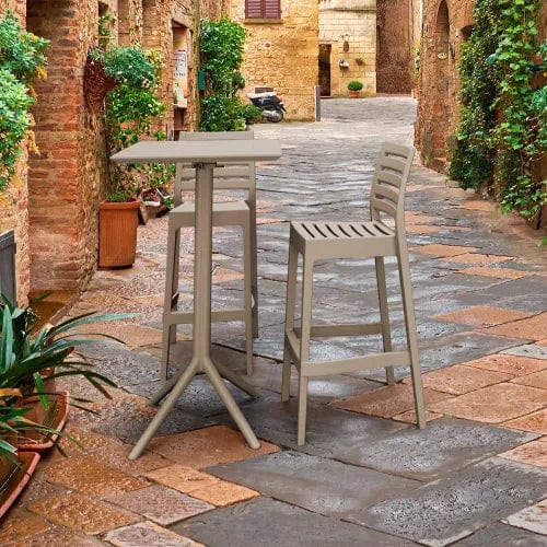 Centerline Dynamics Outdoor Seating Siesta Sky Ares 3 Piece Outdoor Bar Set, 23-5/8"W x 42-1/2"H Table, Taupe