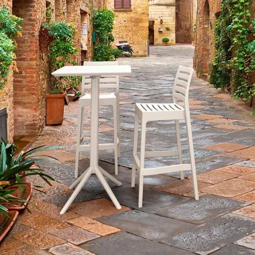 Centerline Dynamics Outdoor Seating Siesta Sky Ares 3 Piece Outdoor Bar Set, 23-5/8"W x 42-1/2"H Table, White