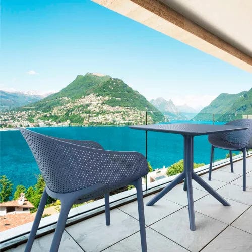 Centerline Dynamics Outdoor Seating Sky 3 Piece Outdoor Bistro Set, 31-1/2"W x 29-1/2"H Table, Dark Gray