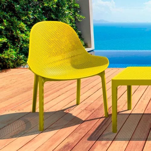 Centerline Dynamics Outdoor Seating Sky Resin Lounge Chair, Yellow - Pkg Qty 2