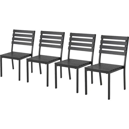 Centerline Dynamics Outdoor Seating Stackable Outdoor Dining Armless Chair, Black, 4 Pack