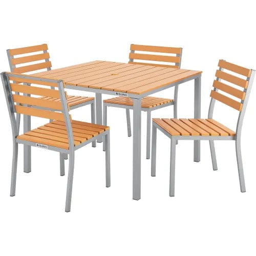 Centerline Dynamics Outdoor Seating Stackable Outdoor Dining Armless Chair, Tan, 4 Pack