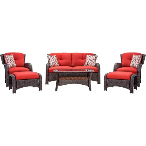 Centerline Dynamics Outdoor Seating Strathmere 6 Piece Wicker Patio Set, Crimson Red