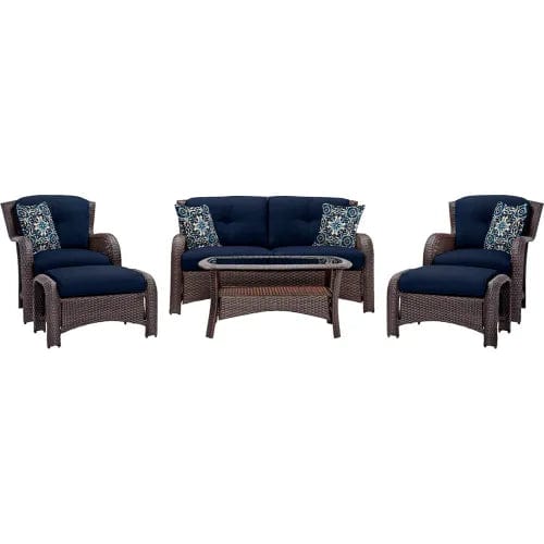 Centerline Dynamics Outdoor Seating Strathmere 6 Piece Woven Deep Seating Set, Navy Blue