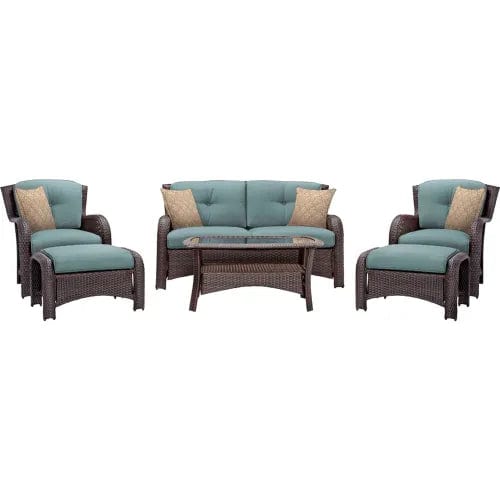 Centerline Dynamics Outdoor Seating Strathmere 6 Piece Woven Deep Seating Set, Ocean Blue