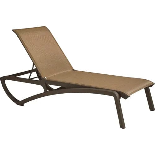 Centerline Dynamics Outdoor Seating Sunset Adj. Sling Chaise Lounge, Cognac Sling On Fusion Bronze Frame - Pkg Qty 2