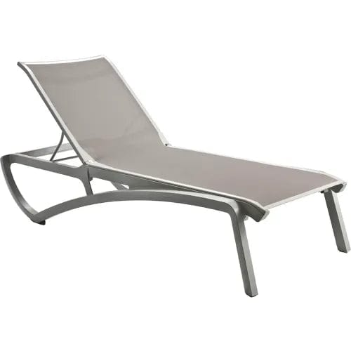 Centerline Dynamics Outdoor Seating Sunset Adj. Sling Chaise Lounge, Solid Gray Sling On Platinum Gray Frame - Pkg Qty 12