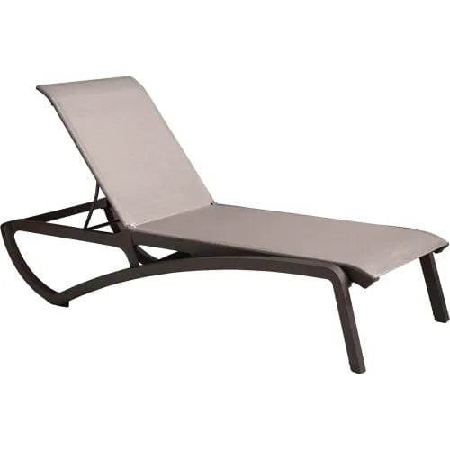 Centerline Dynamics Outdoor Seating Sunset Adj. Sling Chaise Lounge, Solid Gray Sling On Volcanic Black Frame - Pkg Qty 2