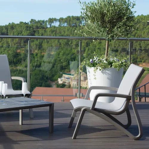 Centerline Dynamics Outdoor Seating Sunset Armless Lounge Chair, Solid Gray Sling On Volcanic Black Frame - Pkg Qty 4