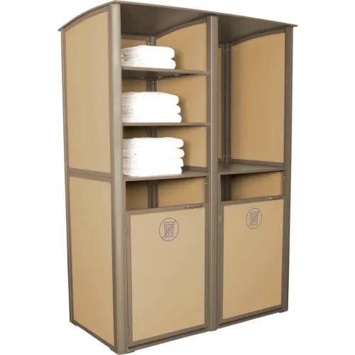 Centerline Dynamics Outdoor Seating Sunset Double Unit Towel Valet, Cognac Fabric with Fusion Bronze Frame