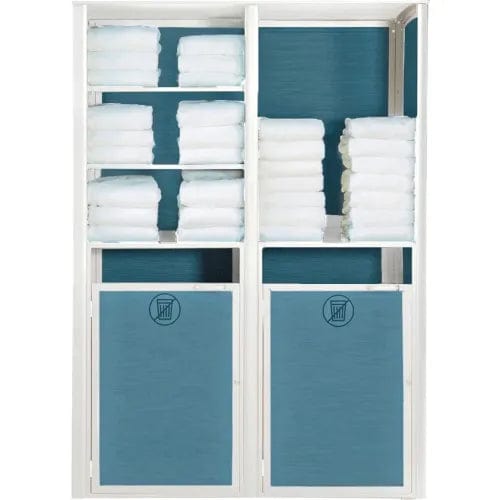 Centerline Dynamics Outdoor Seating Sunset Double Unit Towel Valet, Madras Blue Sling with Glacier White Frame
