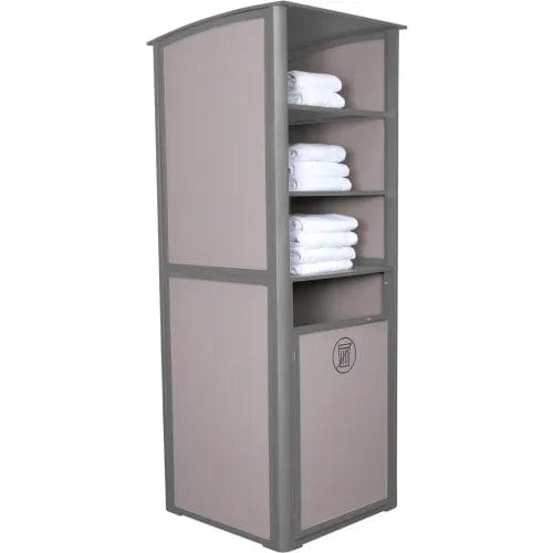 Centerline Dynamics Outdoor Seating Sunset Single Unit Towel Valet, Solid Gray Sling with Platinum Gray Frame