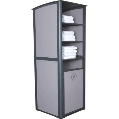 Centerline Dynamics Outdoor Seating Sunset Single Unit Towel Valet, Solid Gray Sling with Volcanic Gray Frame