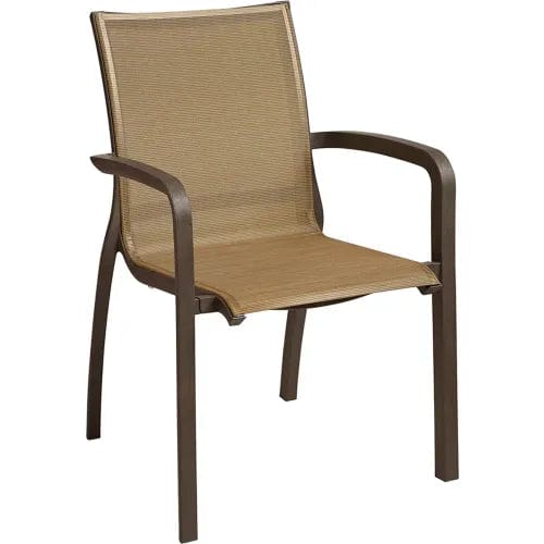 Centerline Dynamics Outdoor Seating Sunset Stacking Outdoor Armchair, Cognac Sling On Fusion Bronze Frame, Pack of 16