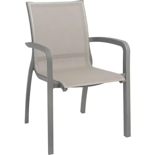 Centerline Dynamics Outdoor Seating Sunset Stacking Outdoor Armchair, Solid Gray Sling On Platinum Gray Frame, Pk of 16