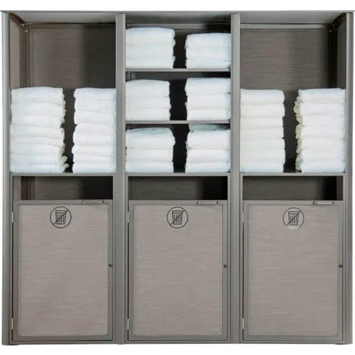 Centerline Dynamics Outdoor Seating Sunset Triple Unit Towel Valet, Solid Gray Sling with Platinum Gray Frame