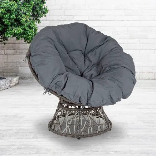 Centerline Dynamics Outdoor Seating Swivel Patio Chair with Dark Gray Cushion - Bowie Comfort Series