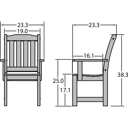 Centerline Dynamics Outdoor Seating Synthetic Wood Dining Chair With Arms, Nantucket Blue