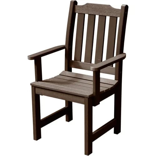 Centerline Dynamics Outdoor Seating Synthetic Wood Dining Chair With Arms, Weathered Acorn