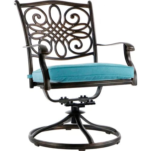 Centerline Dynamics Outdoor Seating Traditions 9 Piece Dining Set w/ Cast Top Dining Table & 8 Swivel Rockers