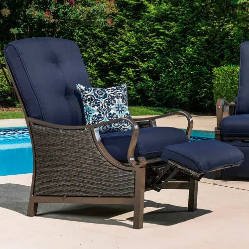 Centerline Dynamics Outdoor Seating Ventura Outdoor Luxury Recliner, Navy Blue