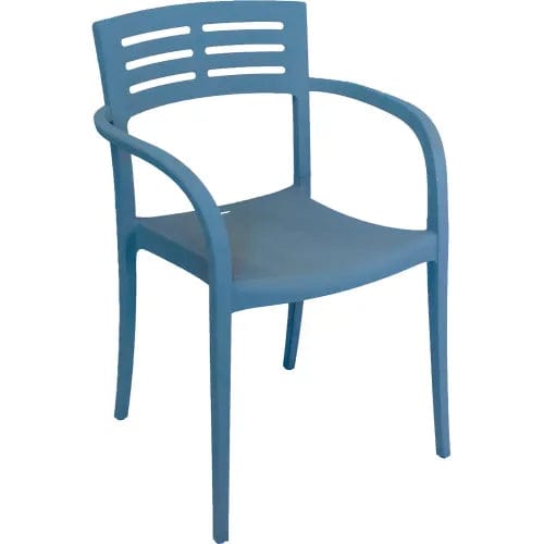Centerline Dynamics Outdoor Seating Vogue Outdoor Stackable Armchair, Denim Blue, Pack of 4
