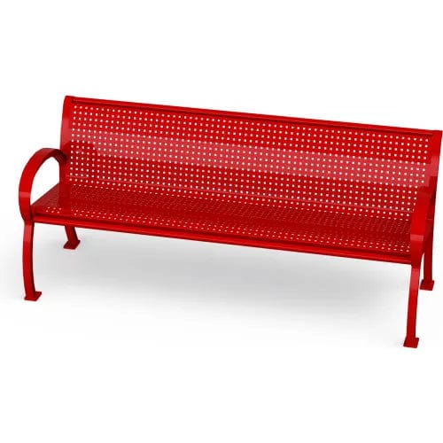 Centerline Dynamics Outdoor Seating Wilmington 6' Bench with Back, Square Punched, Surface Mount, Red