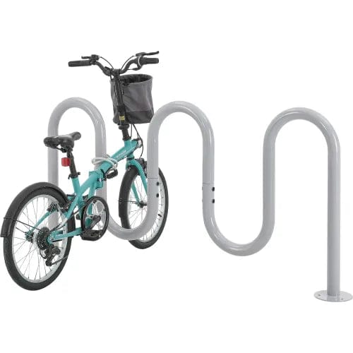 Centerline Dynamics Outdoor Structures & Storage Deluxe Wave Bike Rack, 7-Bike Capacity, Flange Mount, Gray