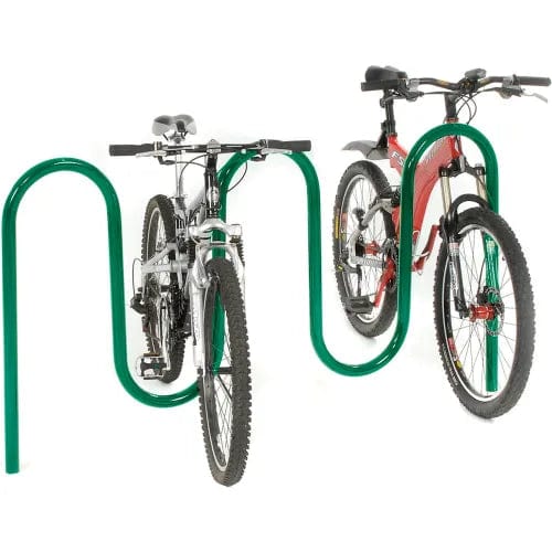 Centerline Dynamics Outdoor Structures & Storage Wave Bike Rack, 7-Bike Capacity, Below Ground Mount, Green