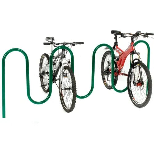 Centerline Dynamics Outdoor Structures & Storage Wave Bike Rack, 9-Bike Capacity, Below Ground Mount, Green