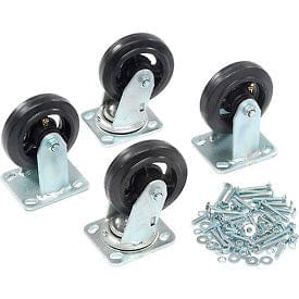 Centerline Dynamics Plate Casters Global Industrial™ 5" x 1-1/2" Mold-On Rubber Caster Kit 2 Swivel, 2 Rigid