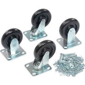 Centerline Dynamics Plate Casters Global Industrial™ 5" x 1-1/4" Polyurethane Caster Kit 2 Swivel, 2 Rigid